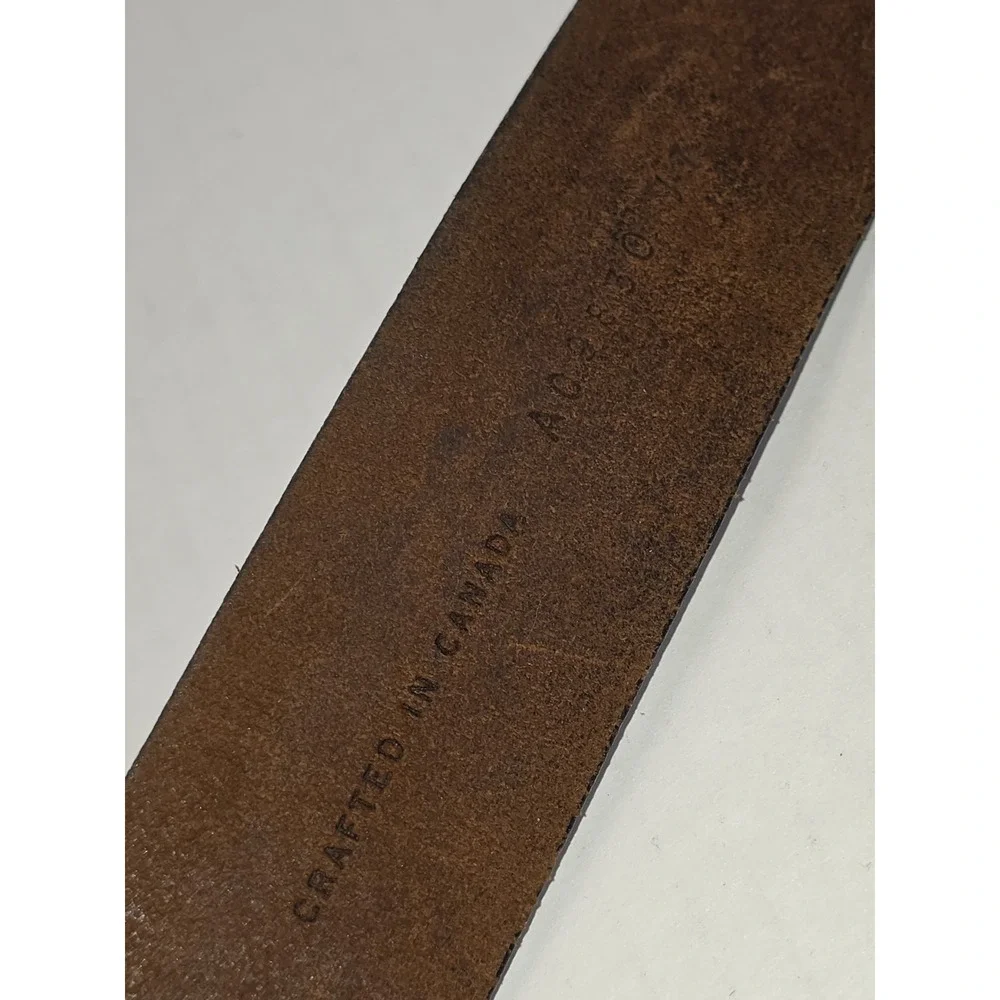 Cole Haan Leather Belt Bronze-toned Oval Concho Buckle Intricate Design Size 42